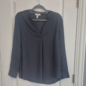 Grey V-Neck Blouse